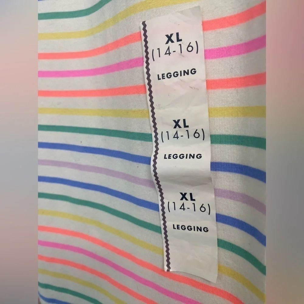 Cat & Jack Girls White Colorful Multistripe Stretchy Leggings Size XL NWT